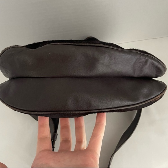 Tod’s Genuine Leather & Animal Hair Drawstring Shoulder Bag Brown - Picture 6 of 16